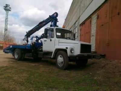 Эвакуатор ГАЗон ГАЗ-3309 с КМУ и ломаной платформой