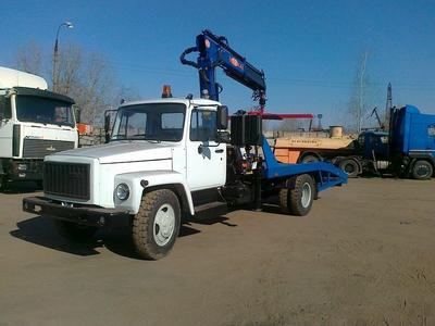 Автомобиль с КМУ ГАЗ-3309 ГАЗон и ломаной платформой